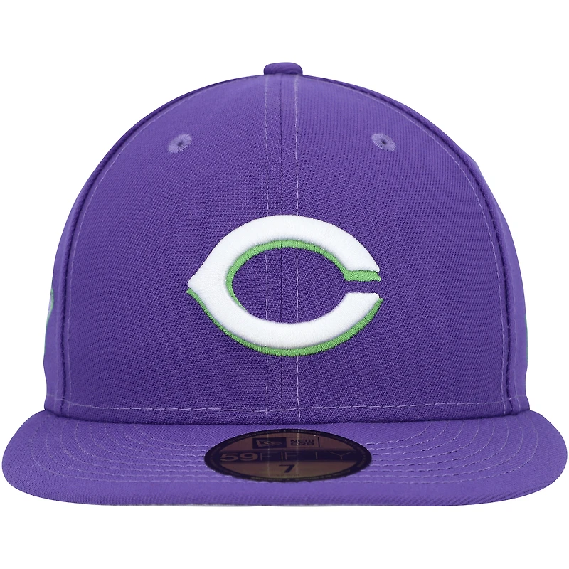 Men's New Era Purple Cincinnati Reds Lime Side Patch 59FIFTY Fitted Hat