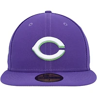 Men's New Era Purple Cincinnati Reds Lime Side Patch 59FIFTY Fitted Hat