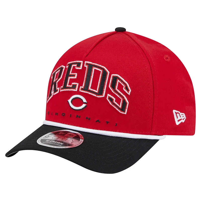 Casquette ajustable New Era Arch 9FORTY A-Frame M-Crown pour homme, rouge/noir, des Reds de Cincinnati