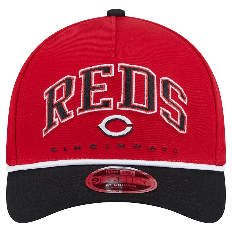 Men's New Era Red/Black Cincinnati Reds Arch 9FORTY A-Frame M-Crown Adjustable Hat