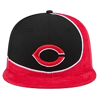 Casquette snapback rétro en velours côtelé rouge/noir Cincinnati Reds de New Era pour homme