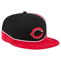 Casquette snapback rétro en velours côtelé rouge/noir Cincinnati Reds de New Era pour homme