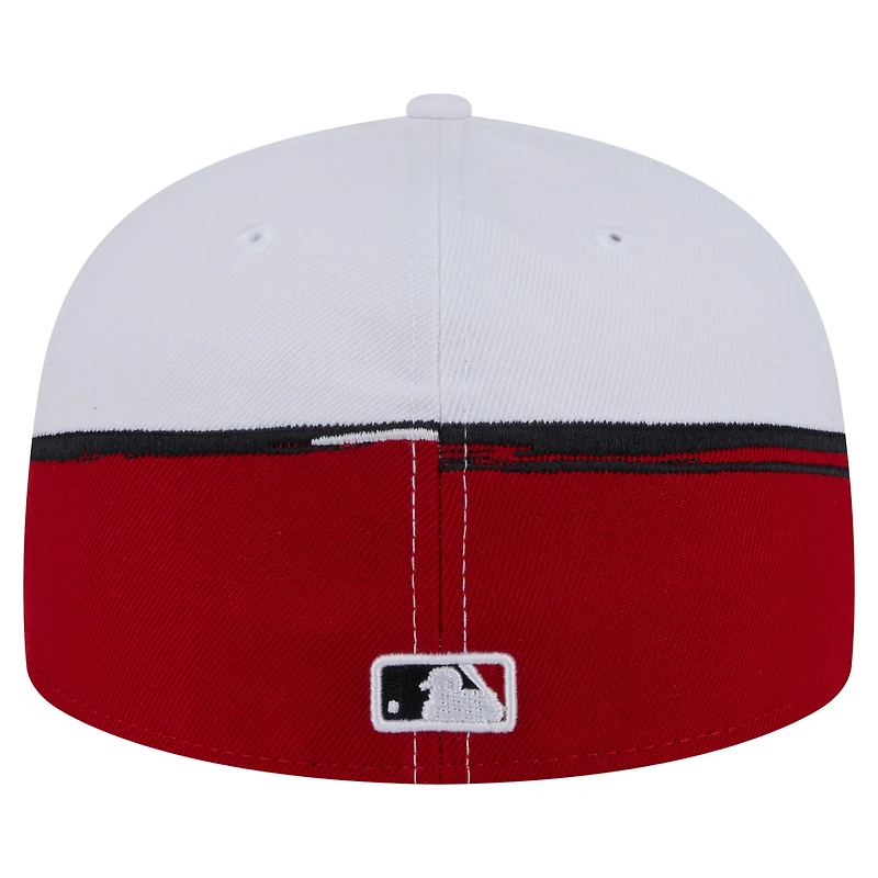 Men's New Era Red/White Cincinnati Reds Paint Stroke 59FIFTY Fitted Hat