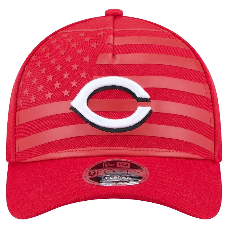 Men's New Era Red Cincinnati Reds American Flag 9FORTY M-Crown A-Frame Adjustable Hat