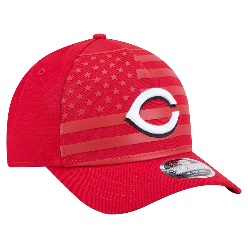 Casquette ajustable New Era 9FORTY M-Crown A-Frame pour homme, motif drapeau américain, rouge, des Reds de Cincinnati