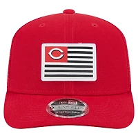 Casquette extensible à bouton-pression New Era 9SEVENTY rouge pour homme, motif drapeau des Reds de Cincinnati