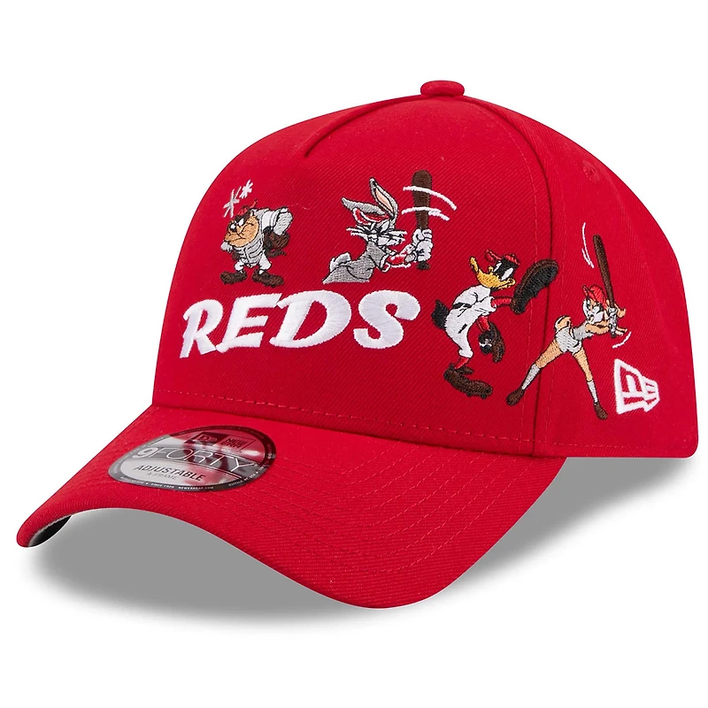 Men's New Era Red Cincinnati Reds Looney Tunes A-Frame 9FORTY Adjustable Hat