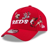 Men's New Era Red Cincinnati Reds Looney Tunes A-Frame 9FORTY Adjustable Hat