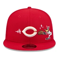 Casquette snapback New Era rouge Cincinnati Reds Looney Tunes Daffy Duck 9FIFTY pour homme