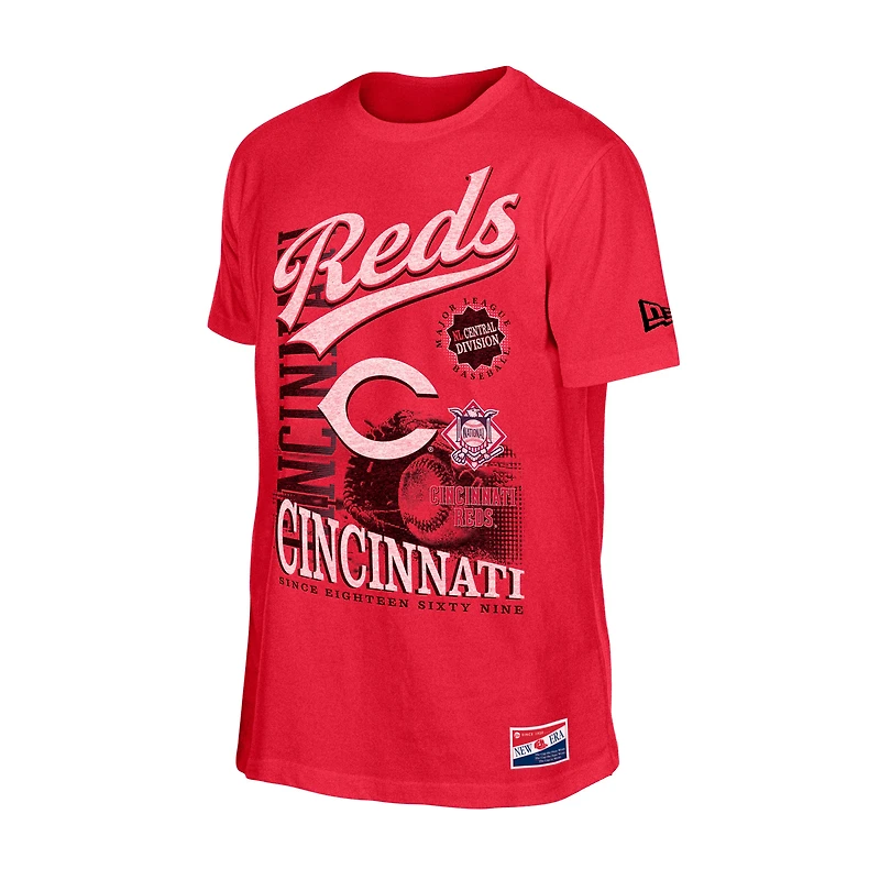 T-shirt oversize New Era rouge Cincinnati Reds pour homme, style rétro vieilli