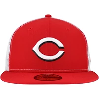 Men's New Era Red Cincinnati Reds Team Color 59FIFTY Trucker Fitted Hat