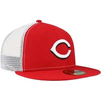 Men's New Era Red Cincinnati Reds Team Color 59FIFTY Trucker Fitted Hat