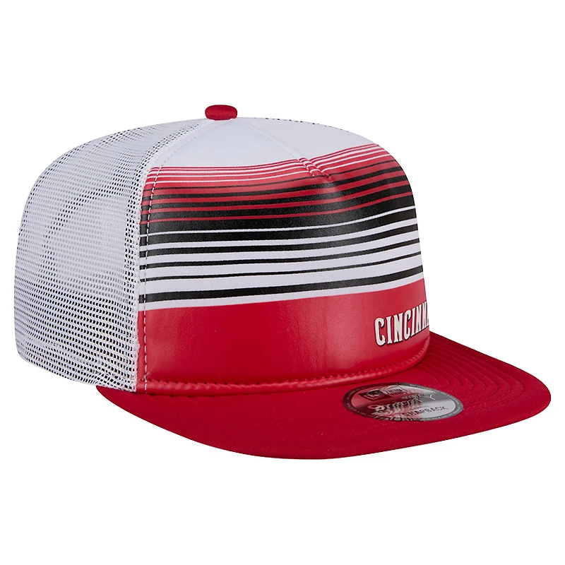 Men's New Era Red Cincinnati Reds Team Horizon 9FIFTY A-Frame Trucker Snapback Hat