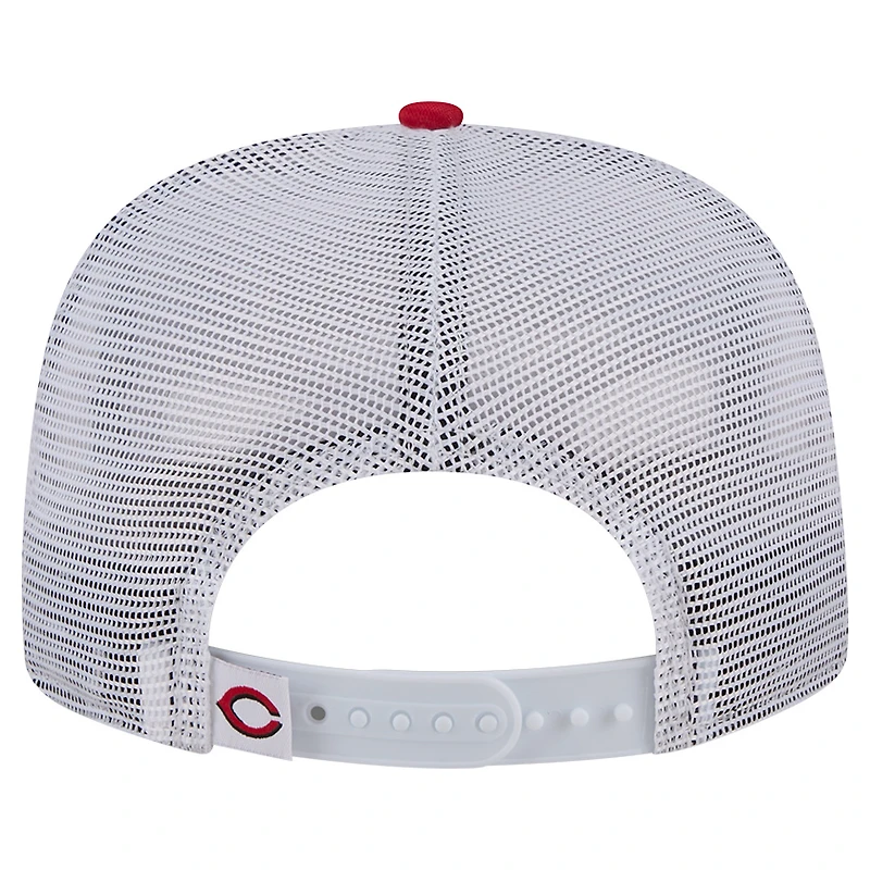 Men's New Era Red Cincinnati Reds Team Horizon 9FIFTY A-Frame Trucker Snapback Hat