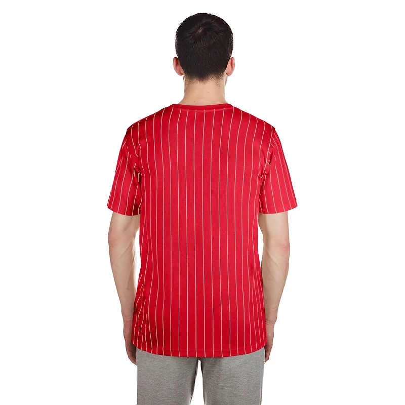Men's New Era Red Cincinnati Reds Throwback Pinstripe T-Shirt