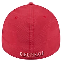 Casquette New Era 39THIRTY Flex rouge pour homme, motif camouflage ton sur des Cincinnati Reds