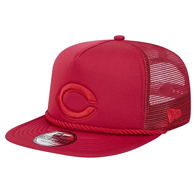 Men's New Era Red Cincinnati Reds Tone Foam Meshback Golfer Snapback Hat