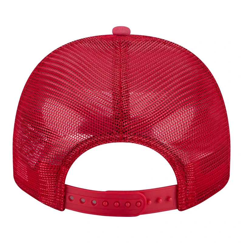 Men's New Era  Red Cincinnati Reds Worn A-Frame 9FIFTY Trucker Snapback Hat