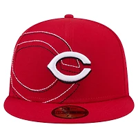 Men's New Era Red Cincinnati Reds Yarn Stitch 59FIFTY Fitted Hat
