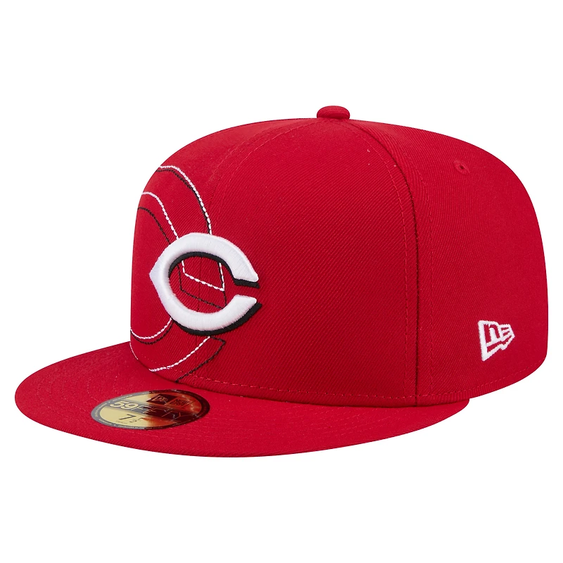 Men's New Era Red Cincinnati Reds Yarn Stitch 59FIFTY Fitted Hat
