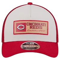 Casquette camionneur 9FORTY New Era pour homme, couleur pierre/rouge, avec texte des Reds de Cincinnati