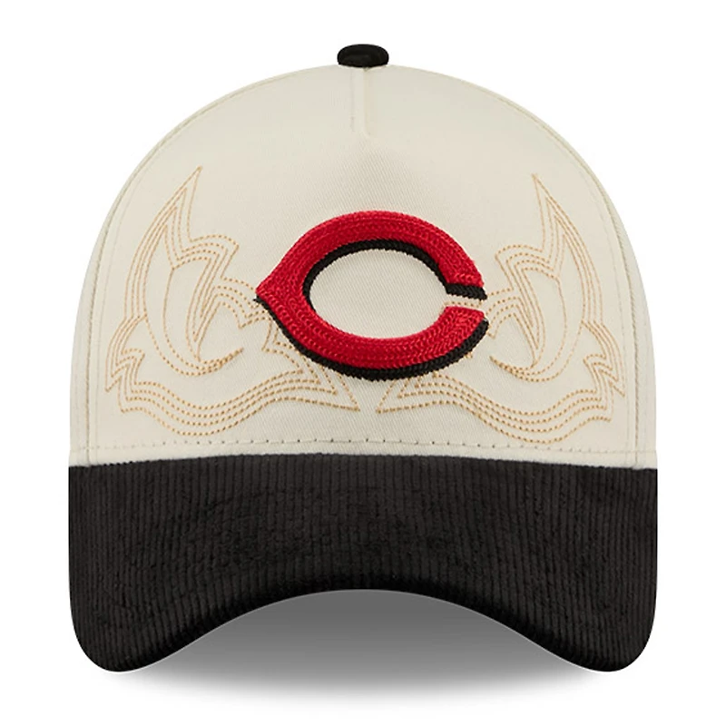 Men's New Era Stone Cincinnati Reds Western Stitch 9FORTY A-Frame Adjustable Hat