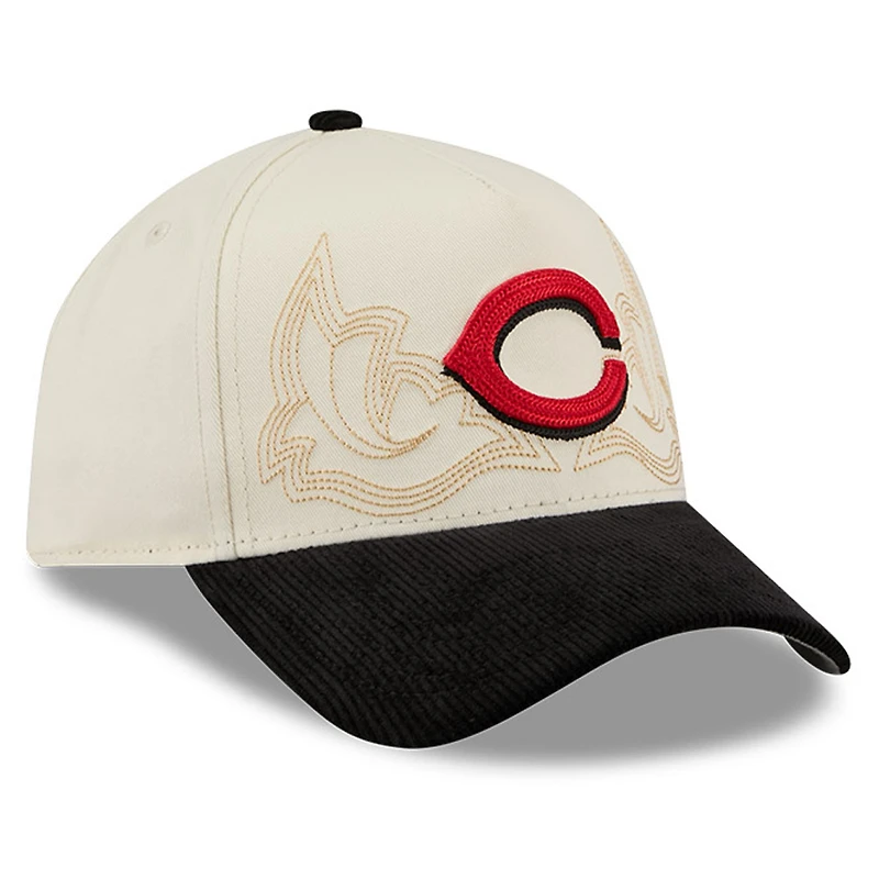 Men's New Era Stone Cincinnati Reds Western Stitch 9FORTY A-Frame Adjustable Hat