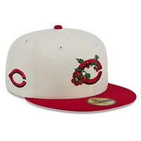 Casquette ajustée New Era 59FIFTY Blossom blanche et rouge pour homme, modèle Cincinnati Reds.