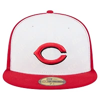 Casquette ajustée New Era 59FIFTY blanche/rouge pour homme des Cincinnati Reds