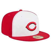 Casquette ajustée New Era 59FIFTY blanche/rouge pour homme des Cincinnati Reds
