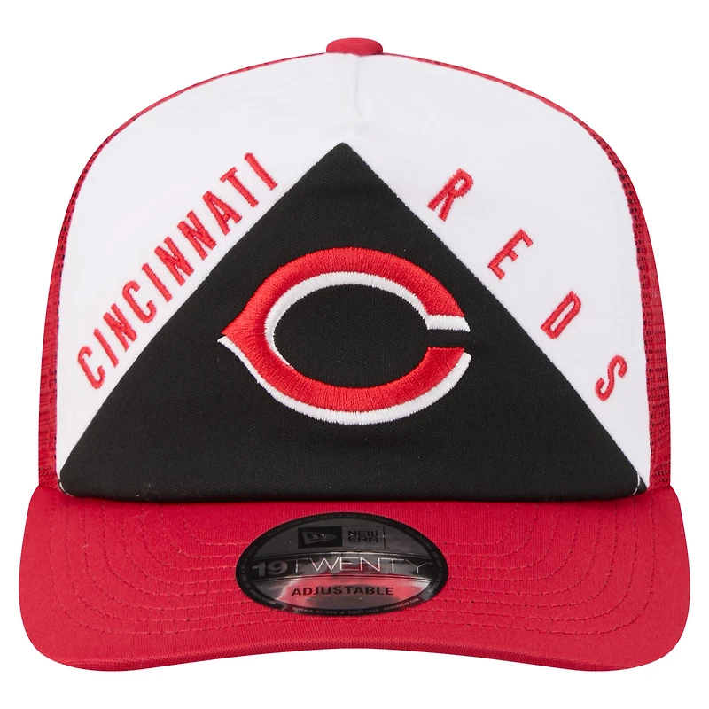 Men's New Era White/Red Cincinnati Reds Retro Cut 19TWENTY Adjustable Trucker Hat