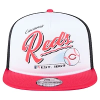 Casquette snapback New Era 9FIFTY blanche/rouge pour homme, style rétro, des Cincinnati Reds