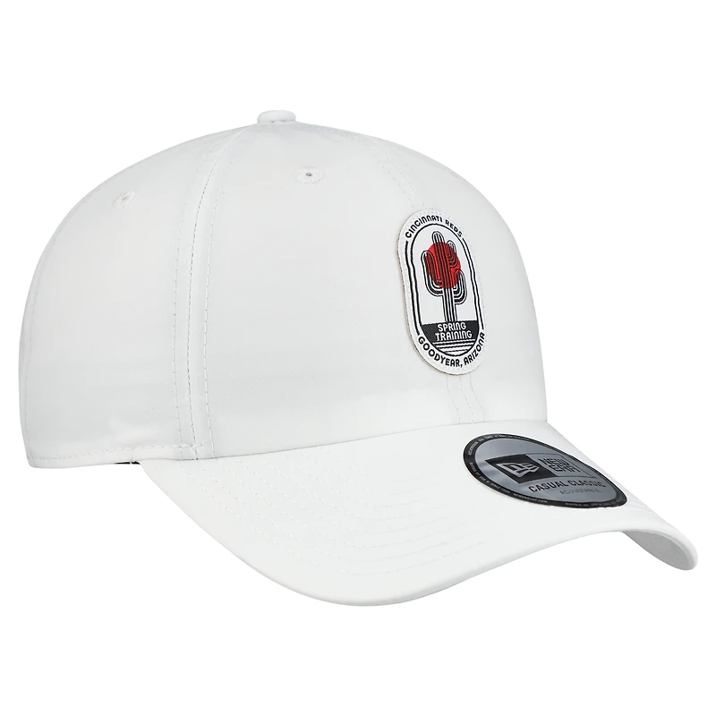Casquette New Era blanche pour homme, modèle Icon classique et décontractée, édition limitée Cincinnati Reds 2026 Spring Training Fan Pack, ajustable.