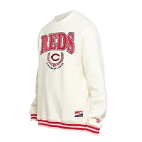 Sweat-shirt rétro New Era blanc pour homme, style Cincinnati Reds
