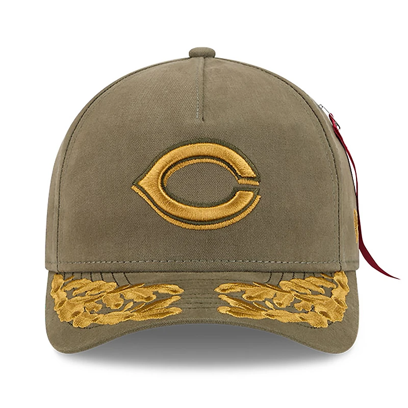 Men's New Era x Alpha Industries  Olive Cincinnati Reds A-Frame 9FORTY Adjustable Hat