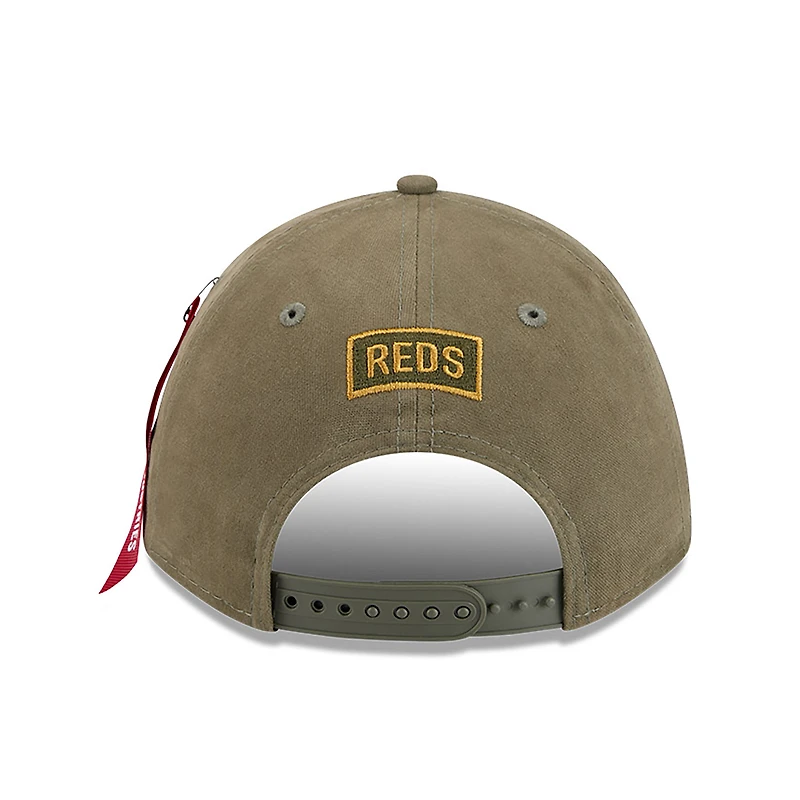 Men's New Era x Alpha Industries  Olive Cincinnati Reds A-Frame 9FORTY Adjustable Hat
