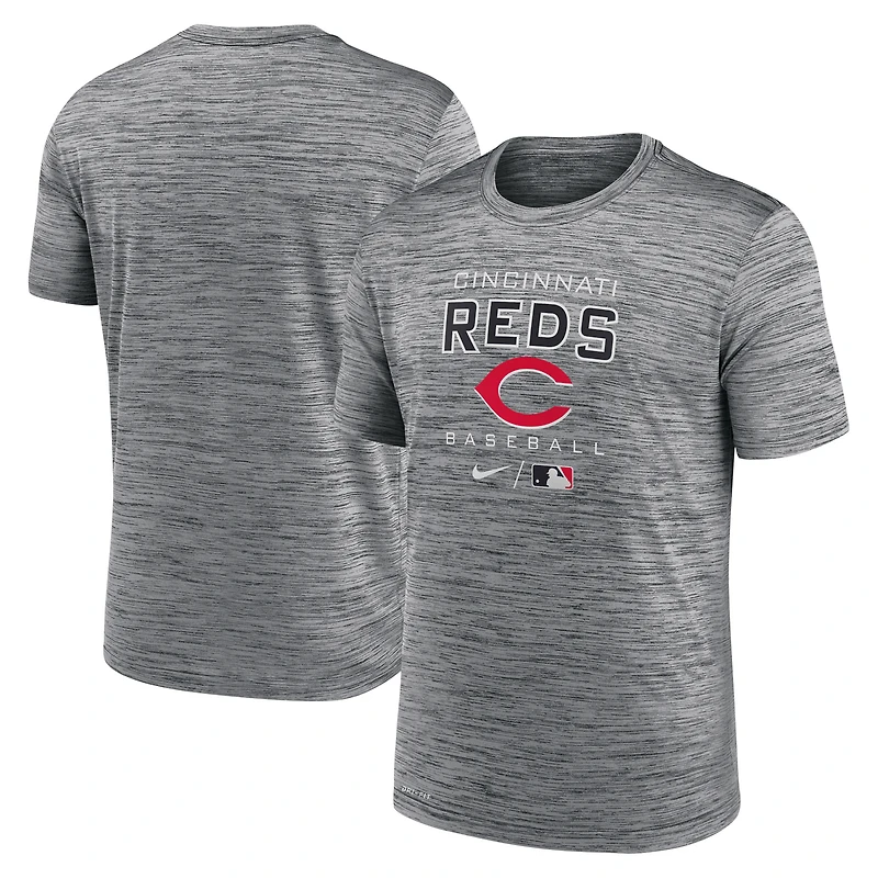 T-shirt Nike Anthracite Cincinnati Reds Authentic Collection Velocity Practice Performance pour homme