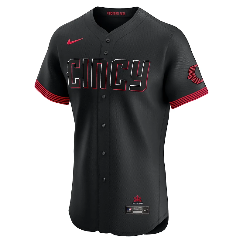 Maillot Nike Barry Larkin noir pour homme des Reds de Cincinnati City Connect Elite