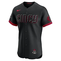 Men's Nike Barry Larkin Black Cincinnati Reds City Connect Sponsor Patch Elite Player Jersey