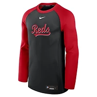 Sweat-shirt à capuche Nike noir/rouge Cincinnati Reds Authentic Collection Game Time Raglan Performance pour homme