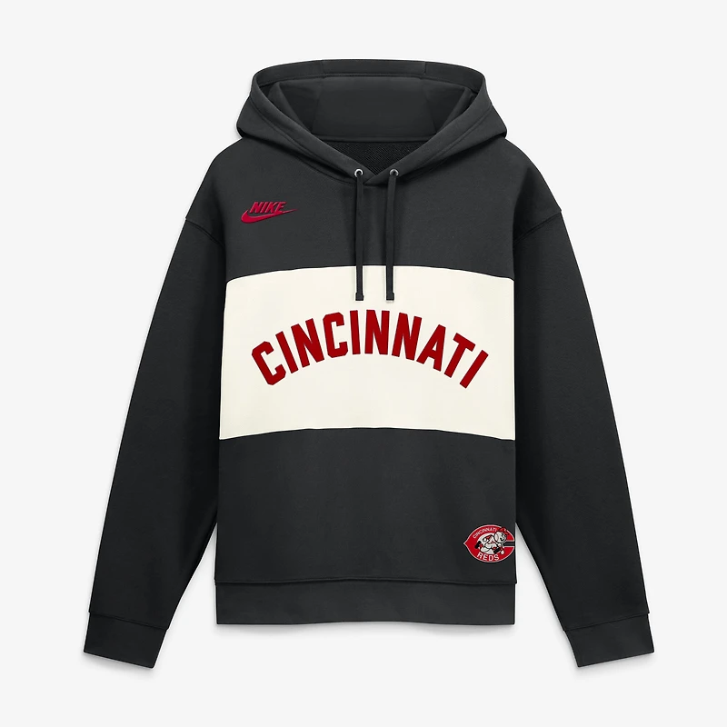 Sweat à capuche Nike noir pour homme, collection Cincinnati Reds 1975 Cooperstown Legacy Color-Block