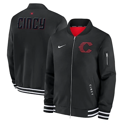 Men's Nike  Black Cincinnati Reds Authentic Collection City Connect Full-Zip Bomber Jacket