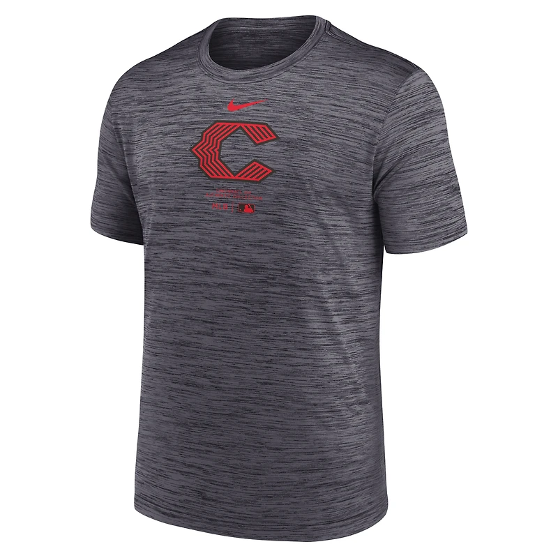 T-shirt Nike City Connect Velocity Performance pour homme, noir, Cincinnati Reds Authentic Collection
