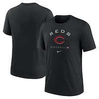 T-shirt de performance triple mélange Nike pour hommes, noir, Cincinnati Reds Authentic Collection