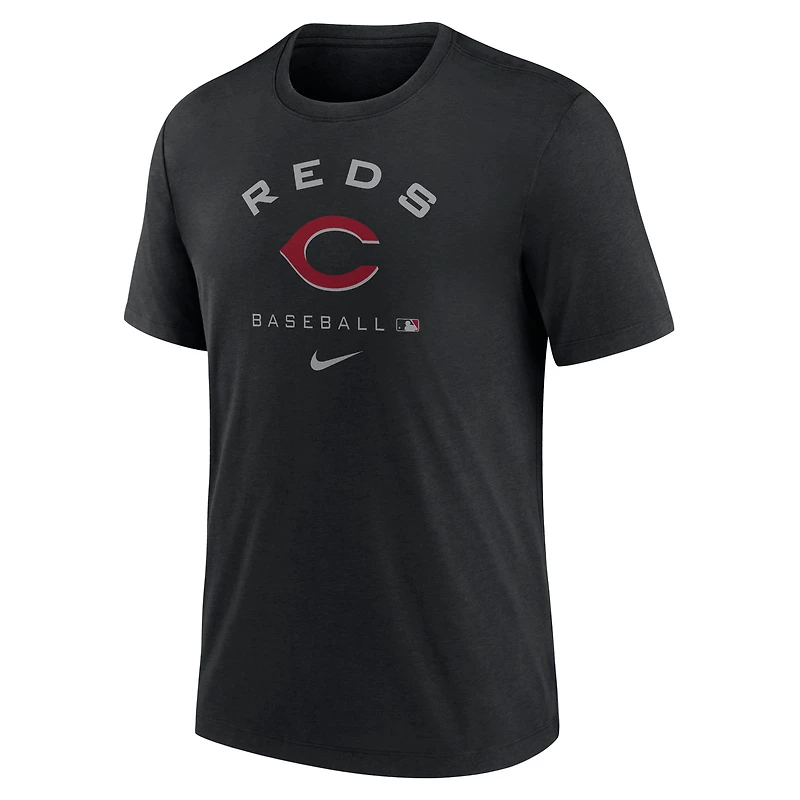 T-shirt de performance triple mélange Nike pour hommes, noir, Cincinnati Reds Authentic Collection