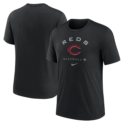 T-shirt de performance triple mélange Nike pour hommes, noir, Cincinnati Reds Authentic Collection