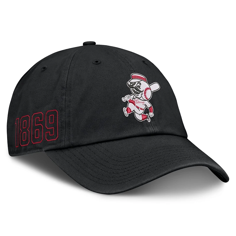 Casquette ajustable Nike noire pour homme, modèle Cooperstown Club des Reds de Cincinnati
