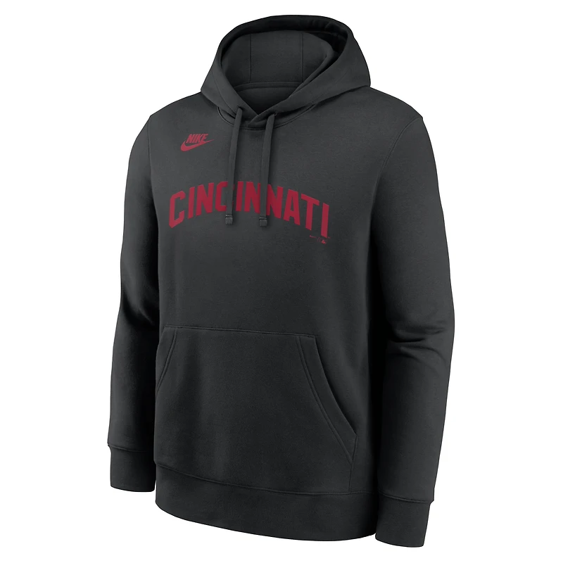 Men's Nike Black Cincinnati Reds Cooperstown Collection Wordmark Club Hoodie