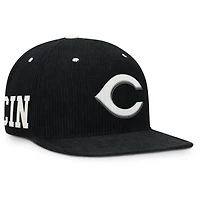 Casquette structurée à fermeture snapback Nike noire pour homme, modèle Cincinnati Reds Pro en velours côtelé.