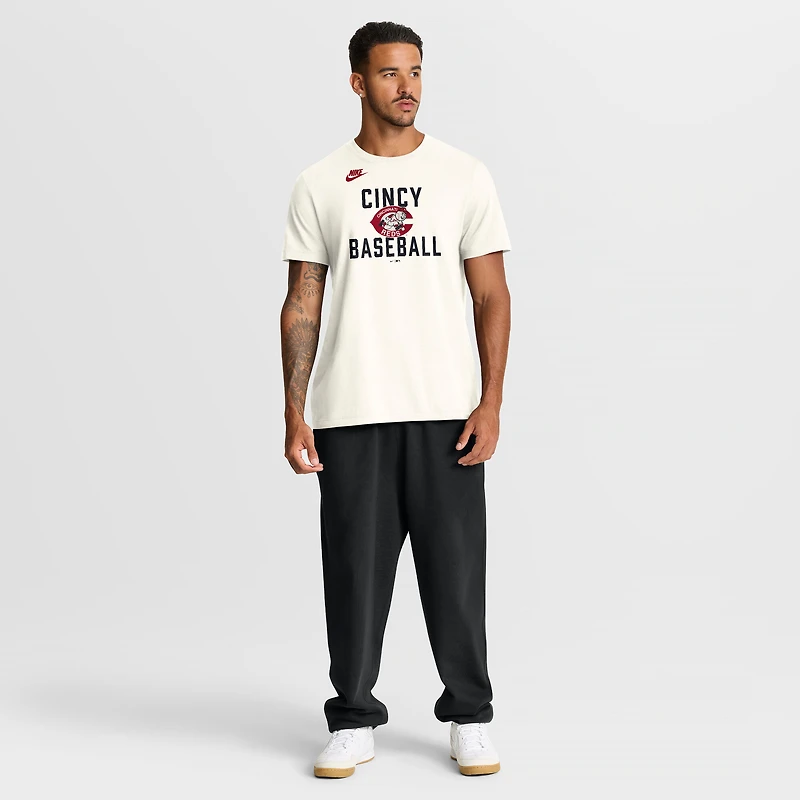 T-shirt Nike crème pour homme, collection Cooperstown des Reds de Cincinnati, inspiré années 70